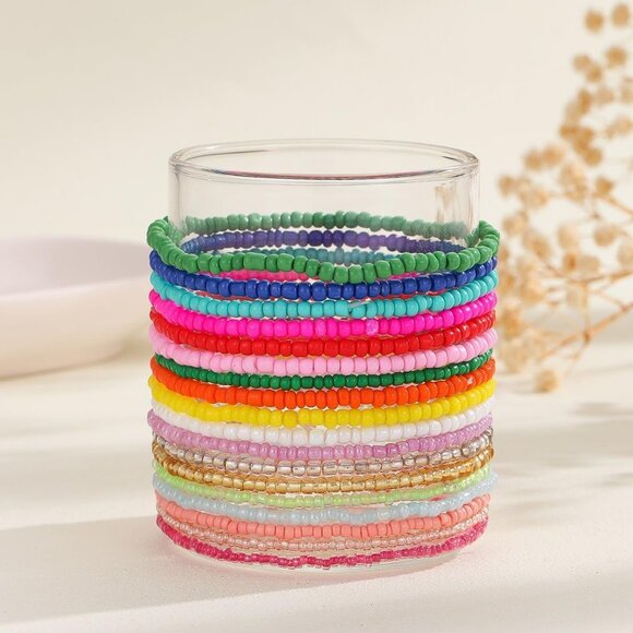 18Pcs Colorful Bohemia Seed Beaded Bracelets Handmade Adjustable Stackable Rainb - Picture 3 of 6